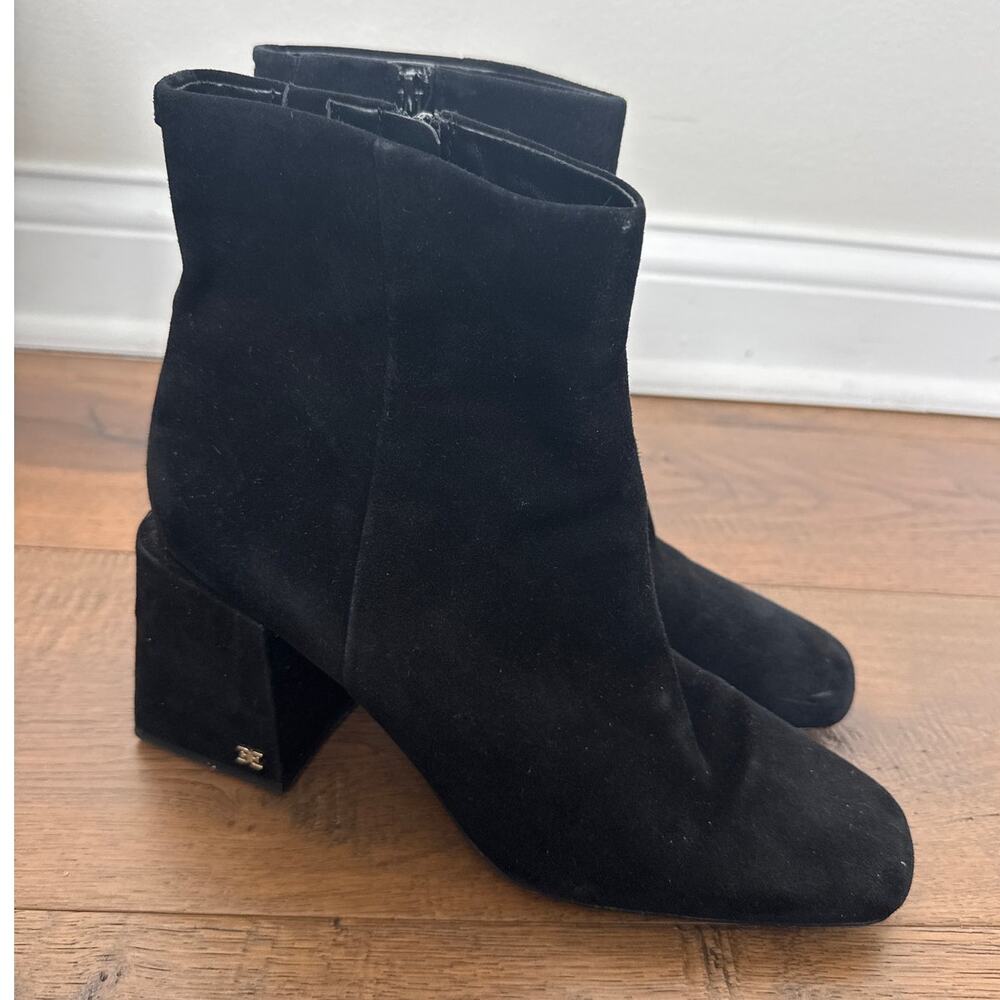 Sam Edelman Daruby Suede Square Toe Block Heel Ankle Boots Black Women's US 11